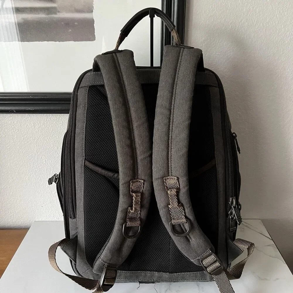 TUMI Alpha Bravo Knox backpack in a charcoal gray